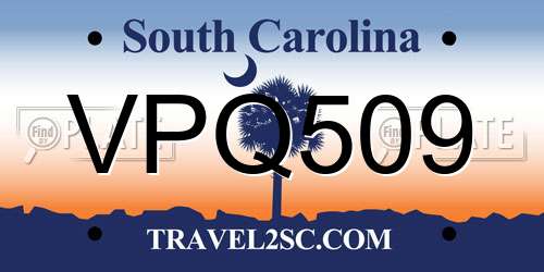 VPQ509 South Carolina License Plate