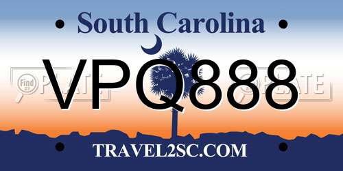 VPQ888 South Carolina License Plate