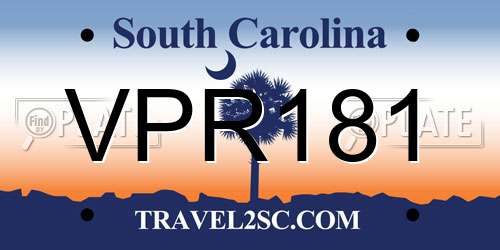 VPR181 South Carolina License Plate