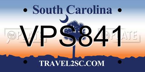 VPS841 South Carolina License Plate
