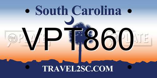 VPT860 South Carolina License Plate