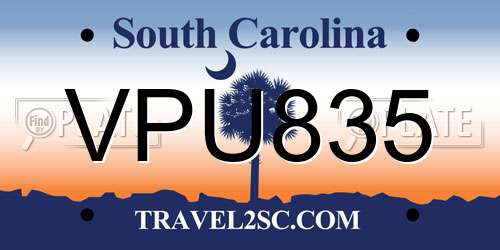 VPU835 South Carolina License Plate