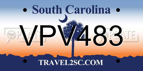 VPV483 South Carolina License Plate
