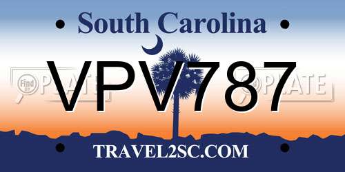 VPV787 South Carolina License Plate