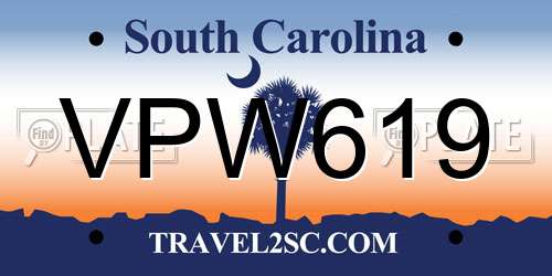 VPW619 South Carolina License Plate