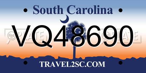 VQ48690 South Carolina License Plate