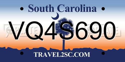 VQ4S690 South Carolina License Plate