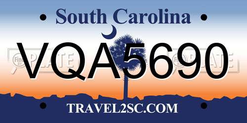 VQA5690 South Carolina License Plate