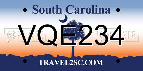 VQE234 South Carolina License Plate