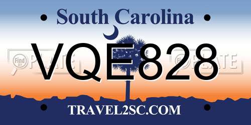VQE828 South Carolina License Plate