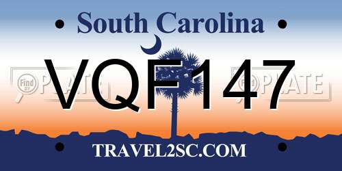 VQF147 South Carolina License Plate