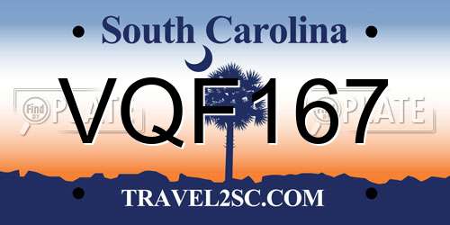 VQF167 South Carolina License Plate