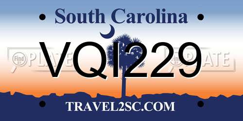 VQI229 South Carolina License Plate