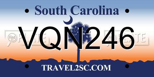 VQN246 South Carolina License Plate