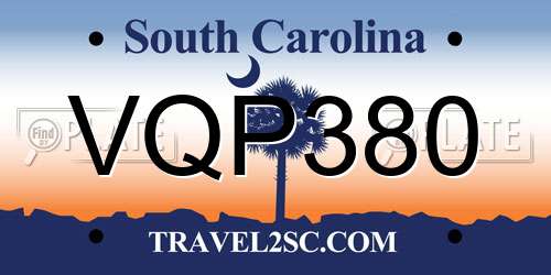 VQP380 South Carolina License Plate