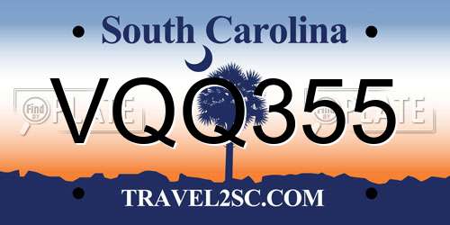 VQQ355 South Carolina License Plate