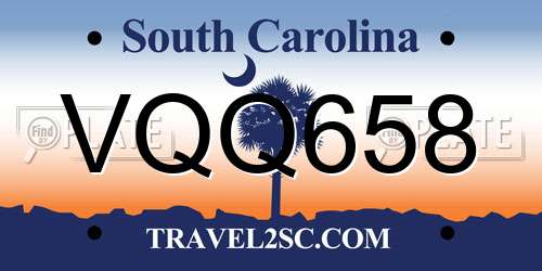 VQQ658 South Carolina License Plate