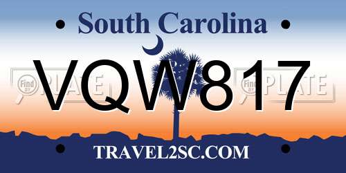 VQW817 South Carolina License Plate