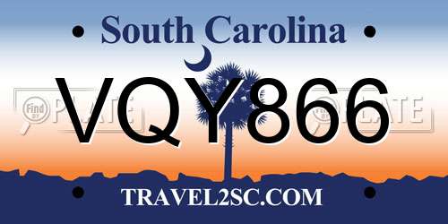 VQY866 South Carolina License Plate