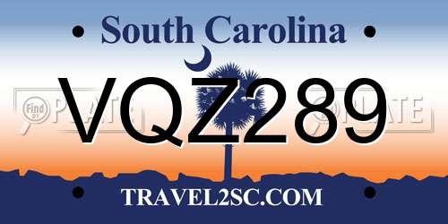 VQZ289 South Carolina License Plate