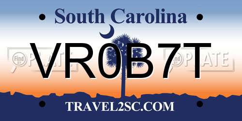 VR0B7T South Carolina License Plate