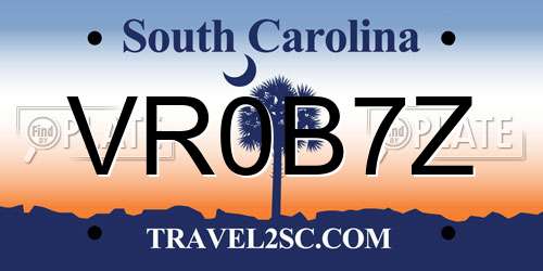 VR0B7Z South Carolina License Plate