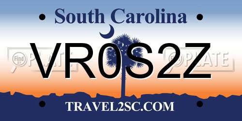 VR0S2Z South Carolina License Plate