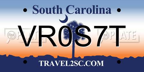 VR0S7T South Carolina License Plate