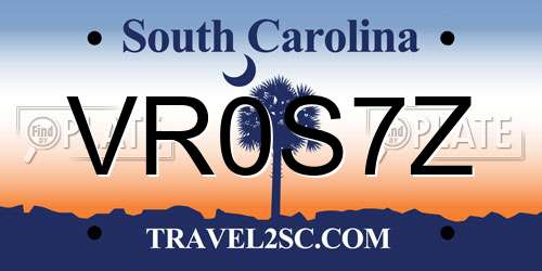 VR0S7Z South Carolina License Plate