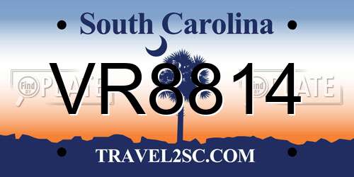 VR8814 South Carolina License Plate