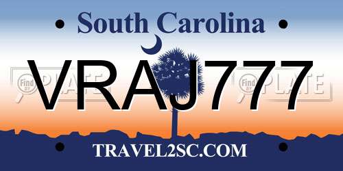 VRAJ777 South Carolina License Plate
