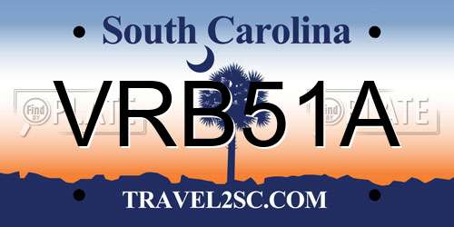 VRB51A South Carolina License Plate