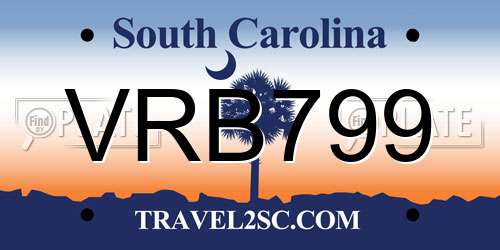 VRB799 South Carolina License Plate