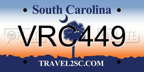 VRC449 South Carolina License Plate