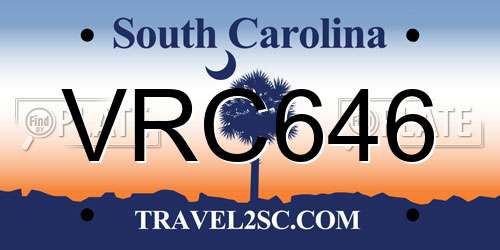 VRC646 South Carolina License Plate