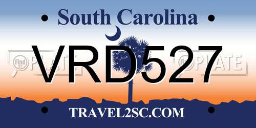 VRD527 South Carolina License Plate