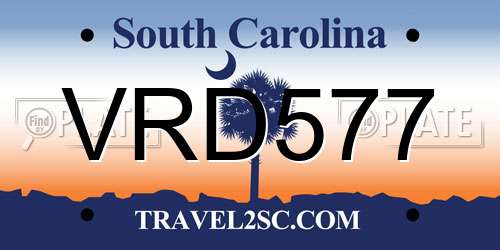 VRD577 South Carolina License Plate