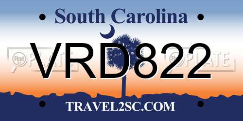 VRD822 South Carolina License Plate