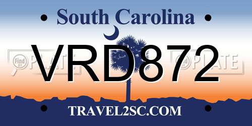 VRD872 South Carolina License Plate