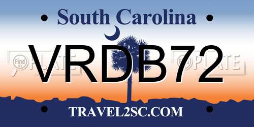 VRDB72 South Carolina License Plate