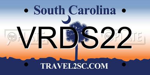 VRDS22 South Carolina License Plate
