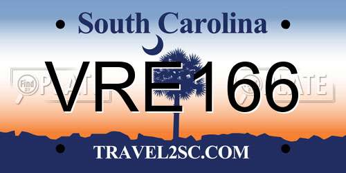 VRE166 South Carolina License Plate