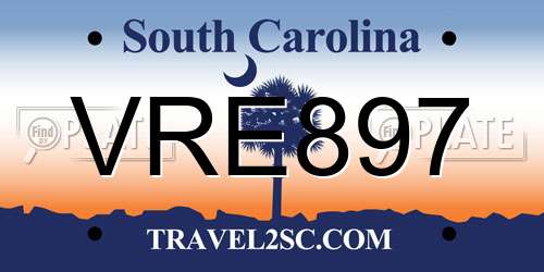 VRE897 South Carolina License Plate