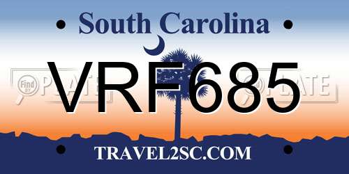 VRF685 South Carolina License Plate