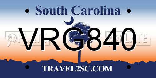 VRG840 South Carolina License Plate