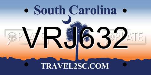 VRJ632 South Carolina License Plate