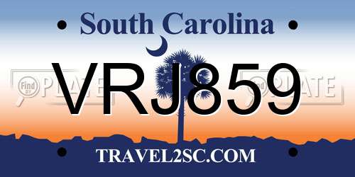 VRJ859 South Carolina License Plate