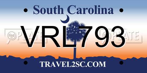 VRL793 South Carolina License Plate
