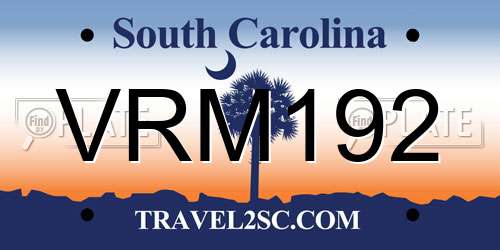 VRM192 South Carolina License Plate