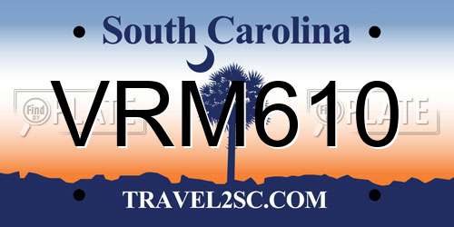 VRM610 South Carolina License Plate